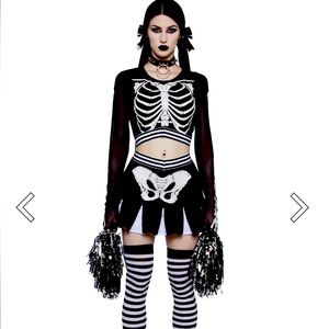 Dolls Kill Skeleton Cheerleader Costume 2XL NWT